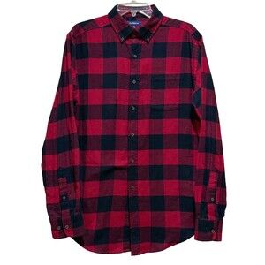 Croft & Barrow Tartan Plaid Buffalo Check Flannel Red Black Cotton Shirt Mens S